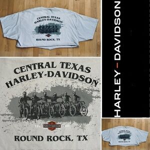 🏍️2013 Central Texas H-D Rock TX Beige (Tan-Gray) Crop Top | Men’s 2XL